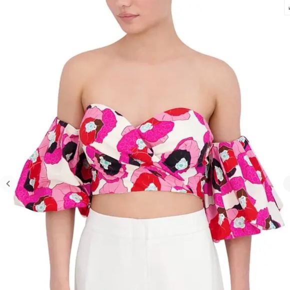 BCBGMAXAZRIA  Off-The-Shoulder Top Floral NWT - Picture 2 of 6